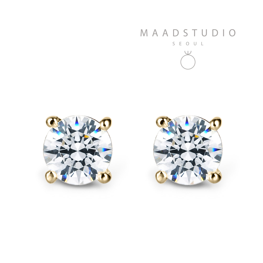 Birdcage II earring 14k gold CZ 0.3ct