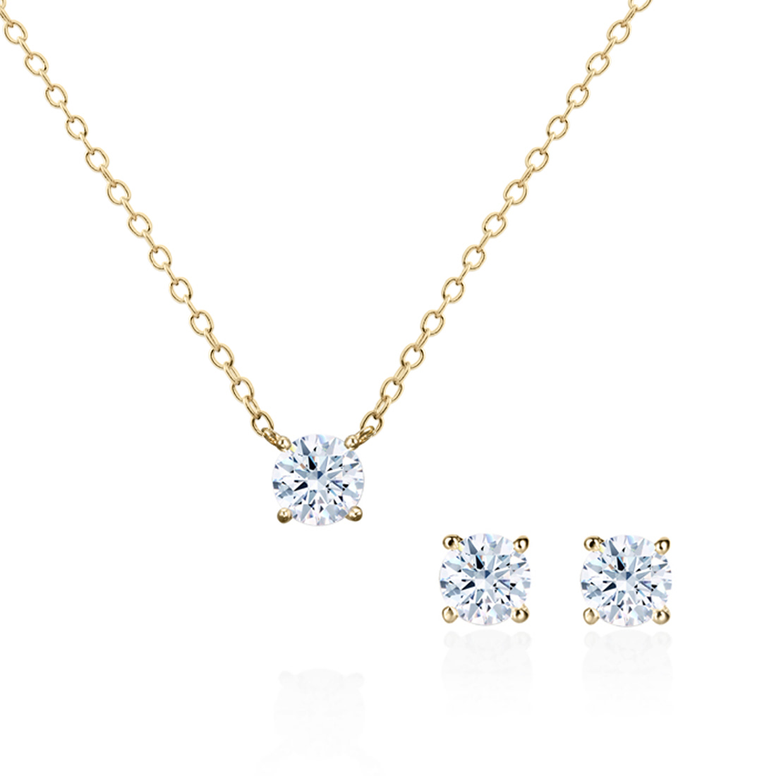 Birdcage II pendant & earring Set 14k gold CZ 0.3ct