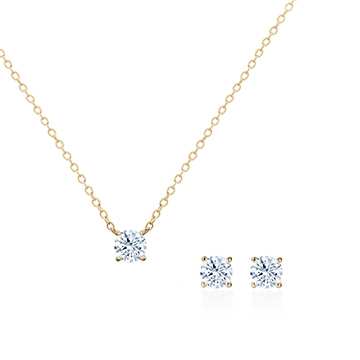 Birdcage II pendant & earring Set 14k gold CZ 0.3ct