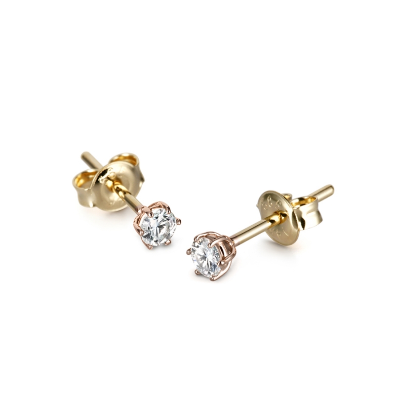Birdcage earring 14k Red gold CZ 0.1ct