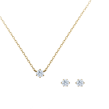 Birdcage pendant & earring Set 14k gold CZ 0.1ct