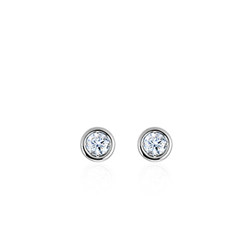 Hemisphere earring 14k White gold CZ 0.1ct