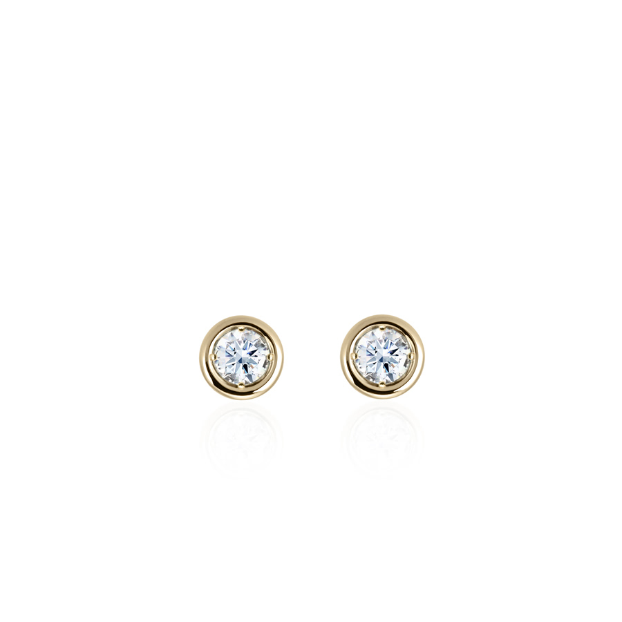 Hemisphere earring 14k gold CZ 0.1ct