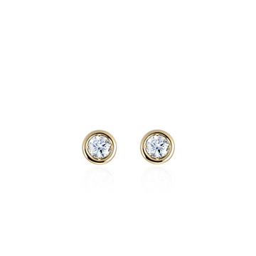 Hemisphere earring 14k gold CZ 0.1ct