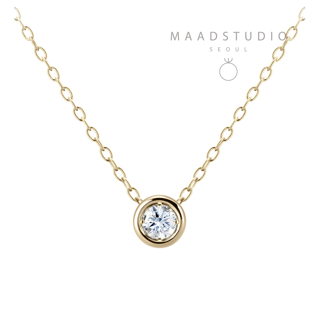 Hemisphere pendant 14k gold Diamond 0.1ct