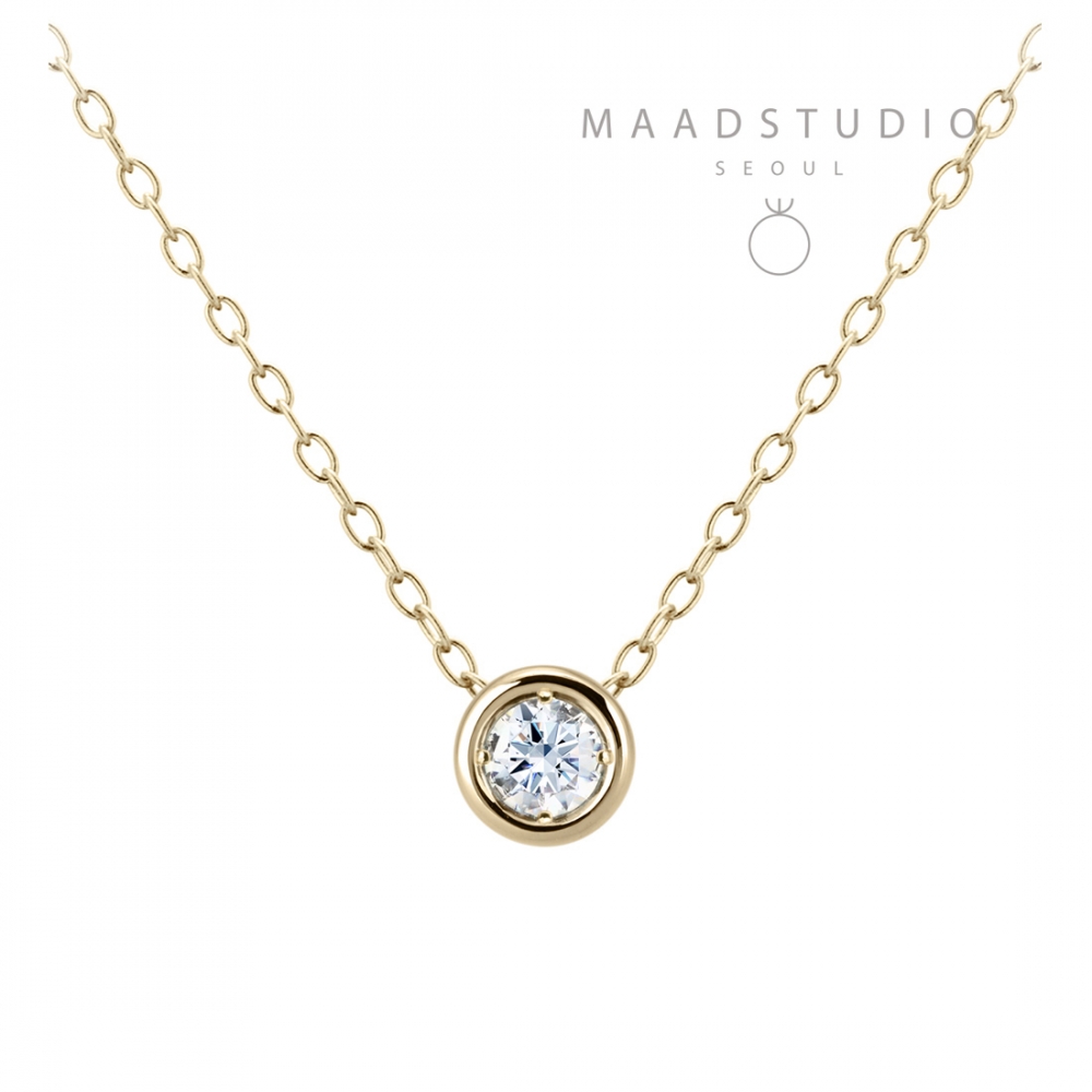 Hemisphere pendant 14k gold Diamond 0.1ct