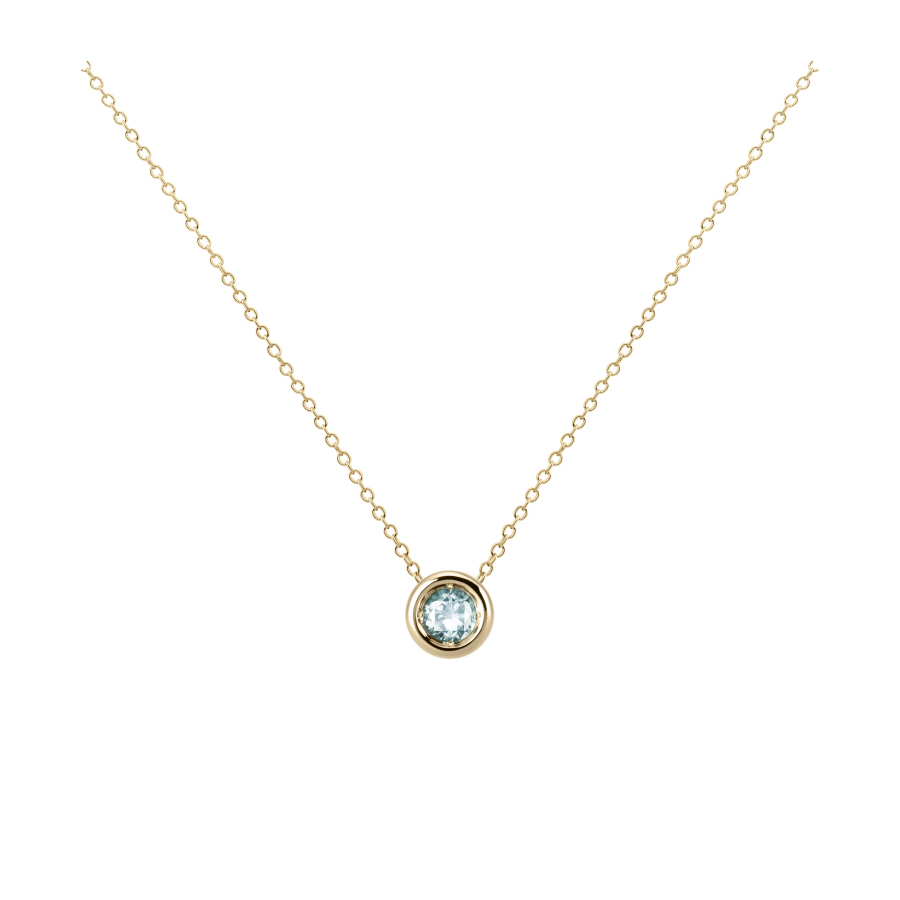 Hemisphere pendant 14k gold aquamarine 0.3ct