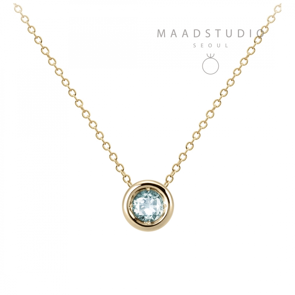 Hemisphere pendant 14k gold aquamarine 0.3ct