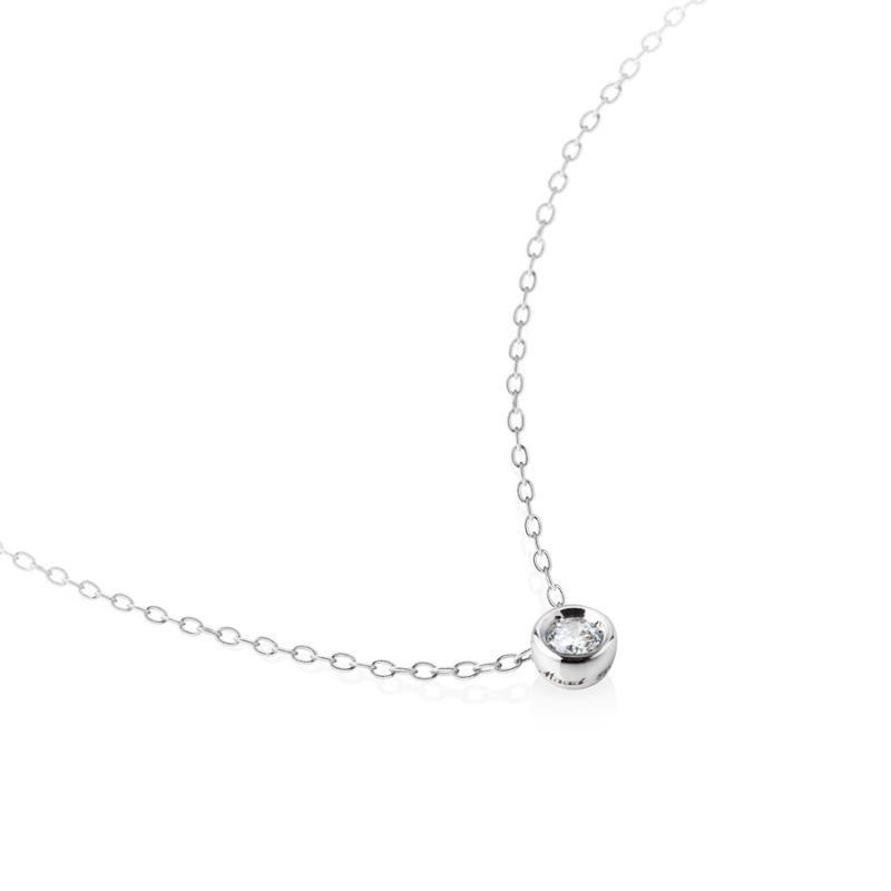 Hemisphere pendant & earring Set 14k White gold CZ 0.1ct