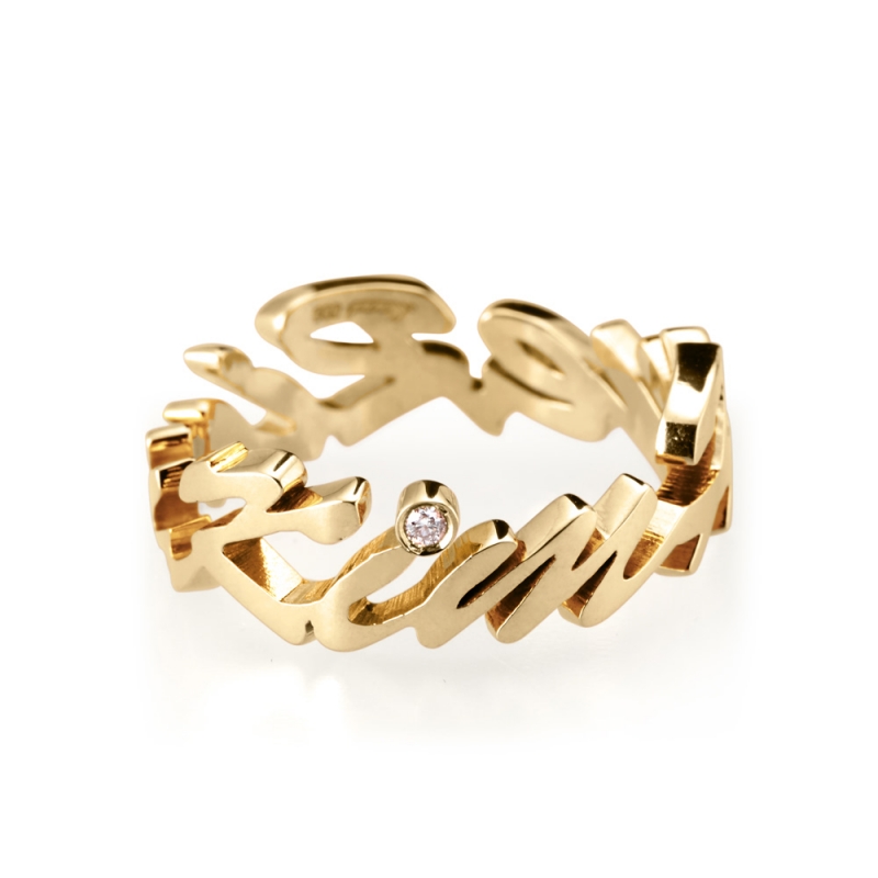 Signiture ring (S) Oder-made 14k gold Diamond