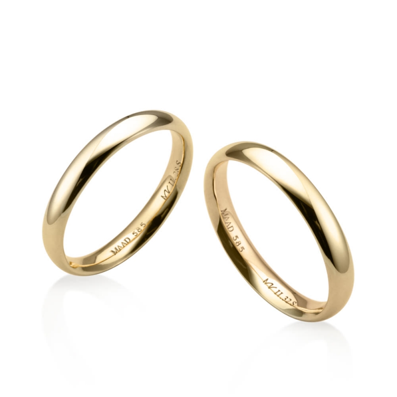 MR-II Oval band wedding ring Set 3.2mm & 2.8mm 14k gold