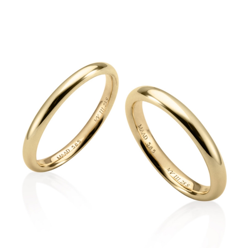 MR-III Oval dome band wedding ring Set 2.8mm & 2.3mm 14k gold