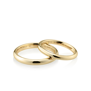 MR-III Oval dome band wedding ring Set 2.8mm & 2.3mm 14k gold