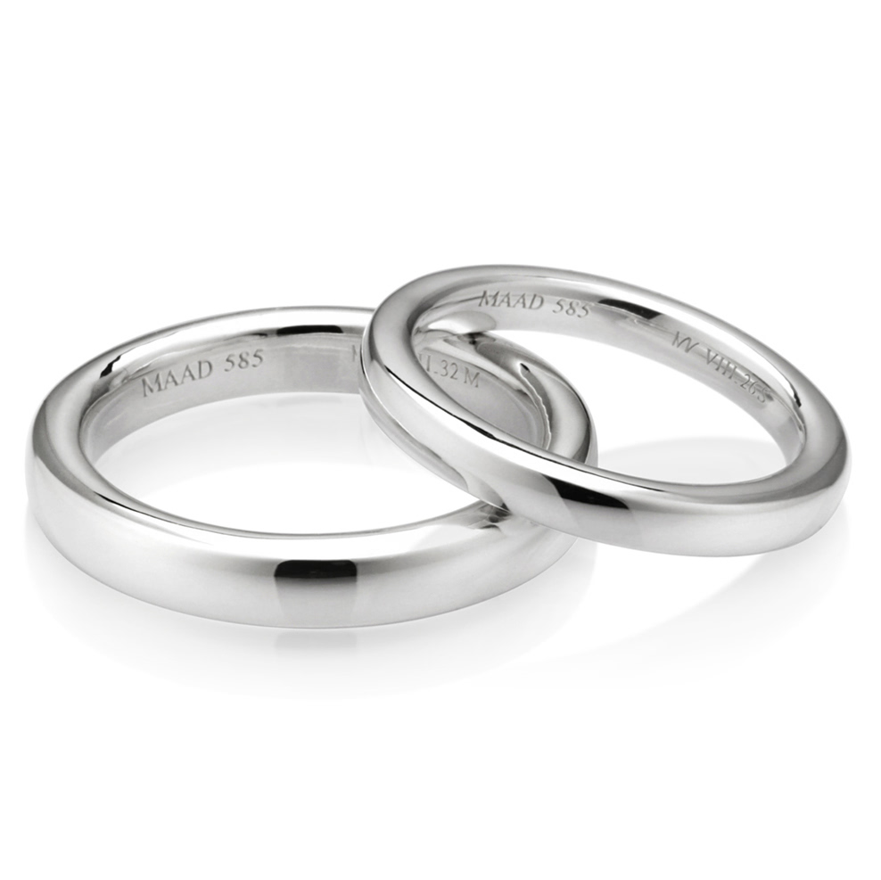 MR-VIII 스퀘어밴드_Raised 커플링 3.2mm+2.6mm (중+소) 14k 화이트골드