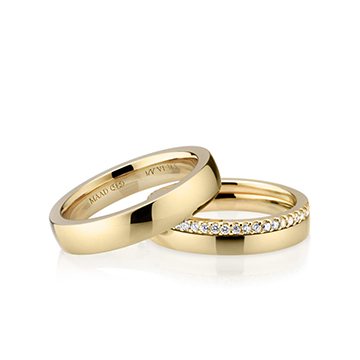 MR-VI Arch square Layerd wedding ring Set 3.8mm & 2.6mm & 1.5mm 14k gold CZ