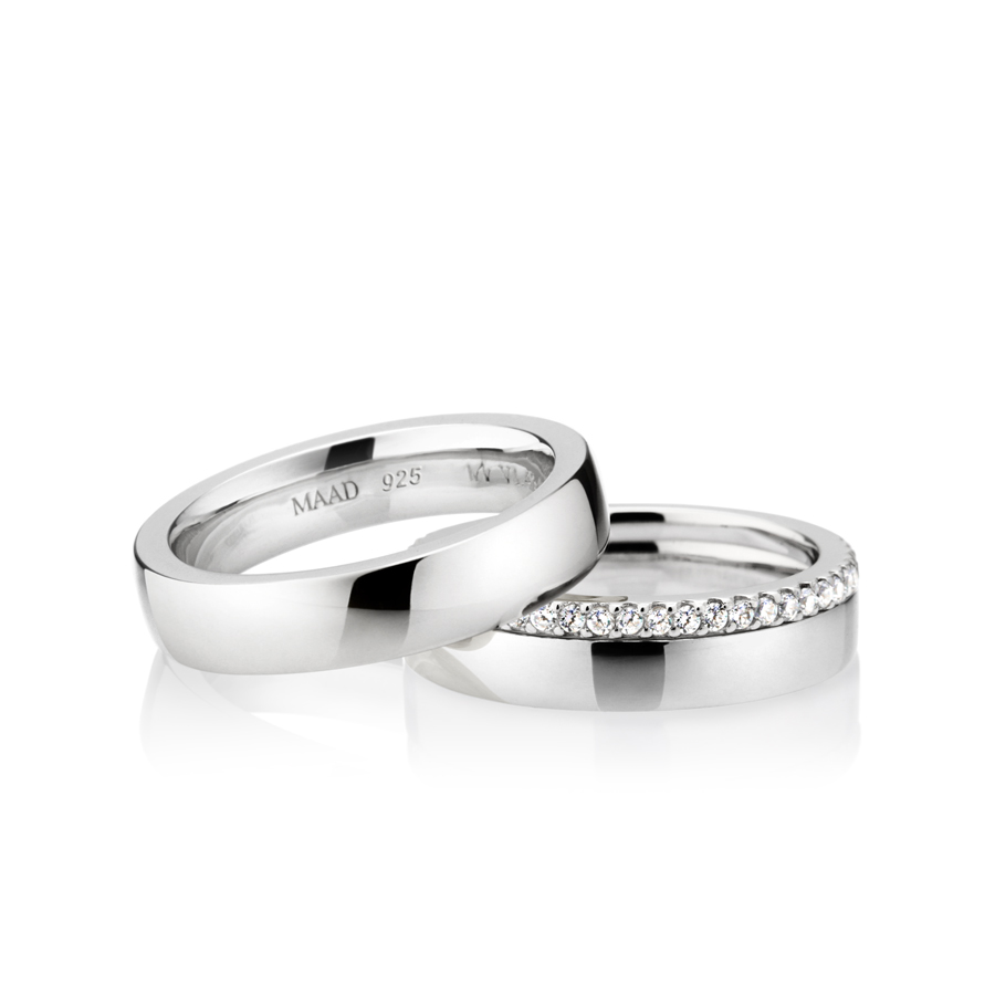 MR-VI Arch square Layerd couple ring Set 4.8mm & 3.2mm & 1.5mm Sterling silver CZ