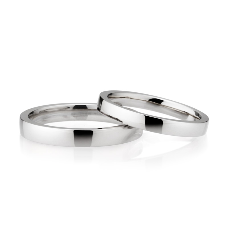 MR-VI Arch square couple band ring Set 3.2mm & 2.6mm Sterling silver