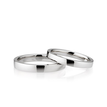 MR-VI Arch square couple band ring Set 3.2mm & 2.6mm Sterling silver