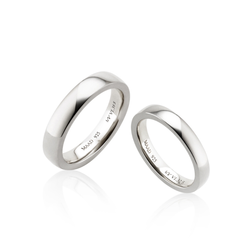 MR-VI Arch square couple band ring Set 3.8mm & 3.2mm Sterling silver