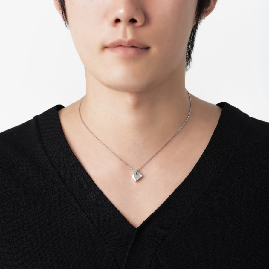 결정 목걸이 (중) 14k 화이트골드