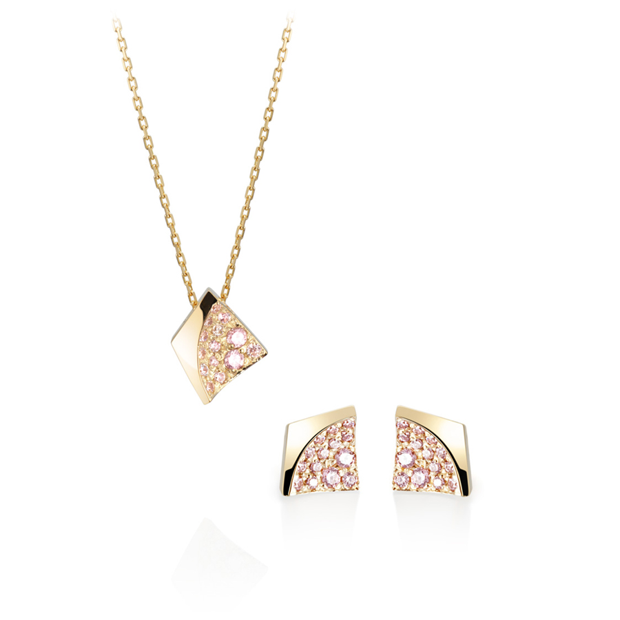 결정 Set (소+소) 14k pink CZ