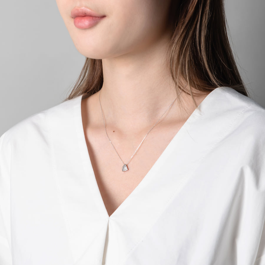 결정 커플목걸이 (중+소) Silver_925 CZ & flat