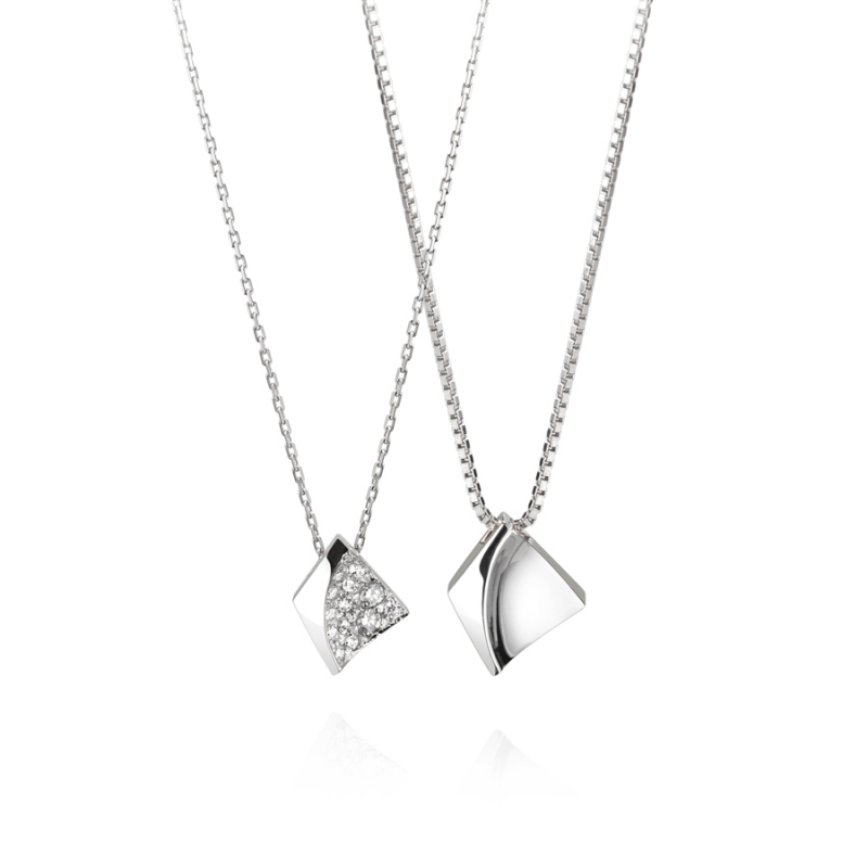 Crystalloid couple pendant Set (M&S) CZ & flat Sterling silver