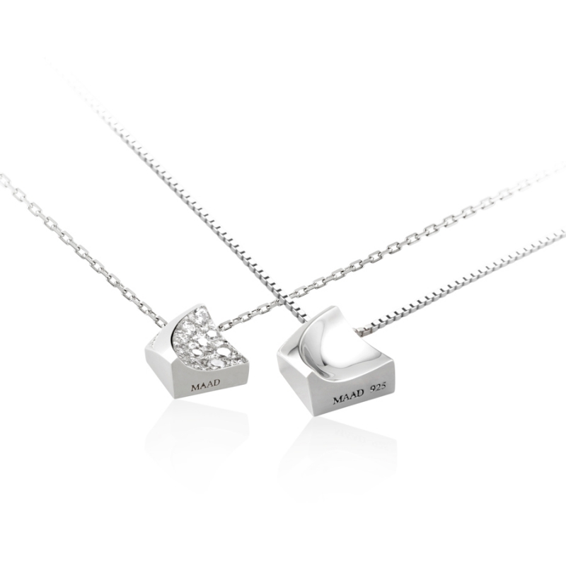 Crystalloid couple pendant Set (M&S) CZ & flat Sterling silver