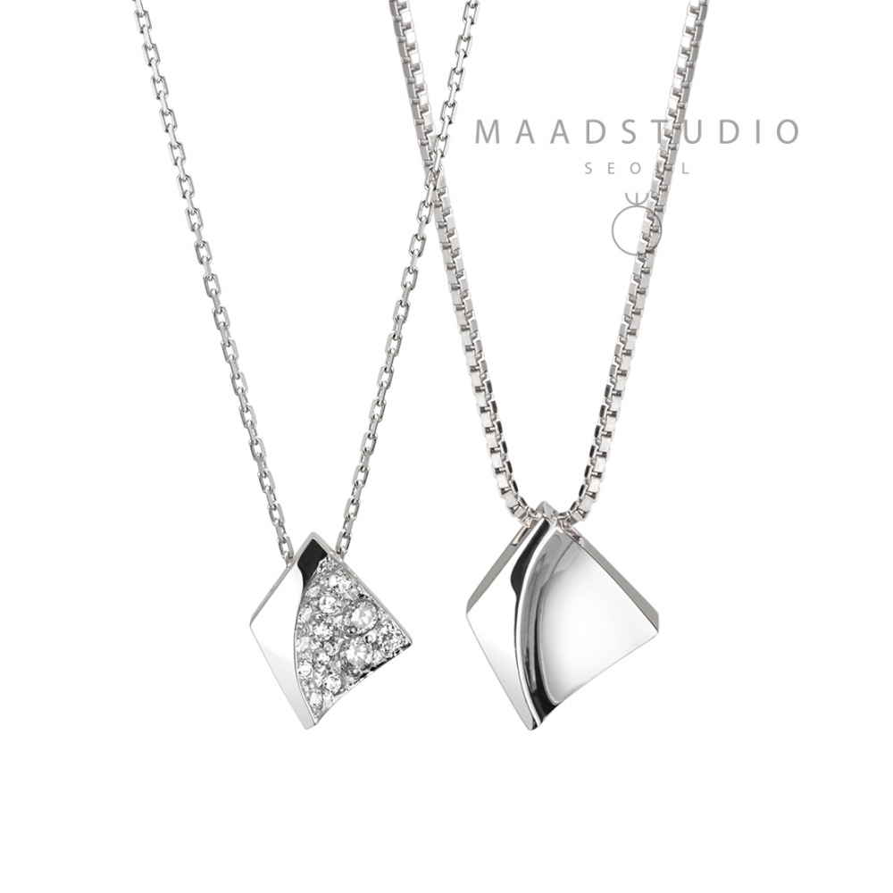 Crystalloid couple pendant Set (M&S) CZ & flat Sterling silver