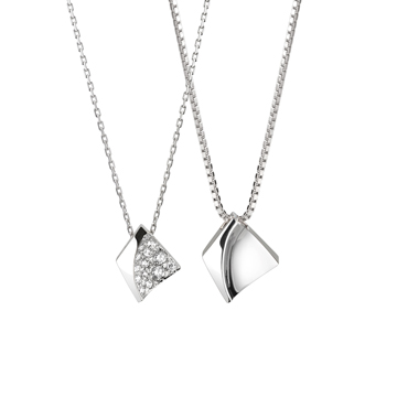 Crystalloid couple pendant Set (M&S) CZ & flat Sterling silver