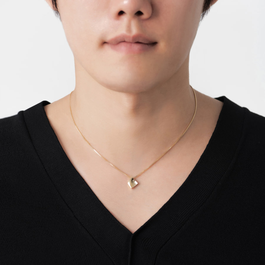 결정 커플목걸이 (중+소) 14k CZ & Flat