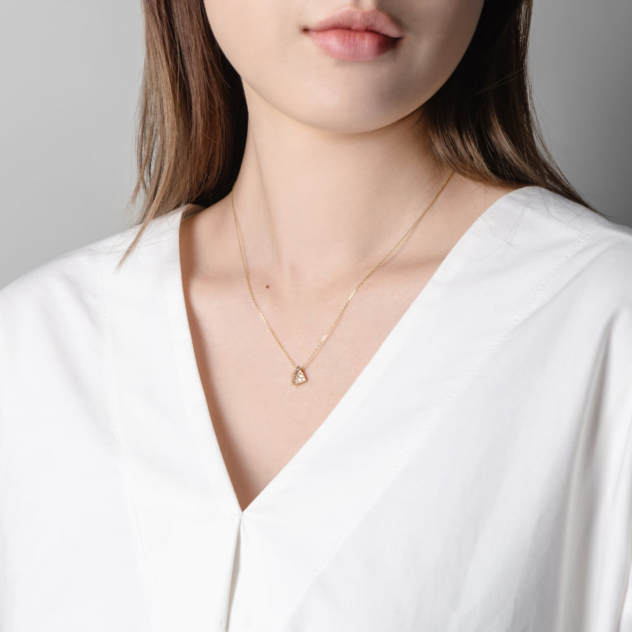 결정 커플목걸이 (중+소) 14k CZ & Flat