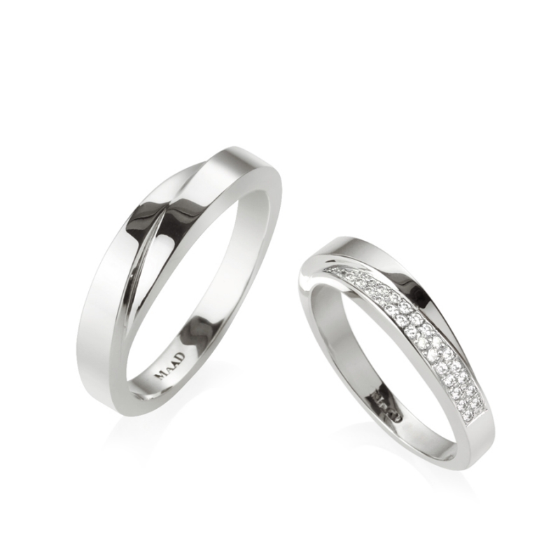 Unison couple ring Set (L&M) CZ & flat Sterling silver