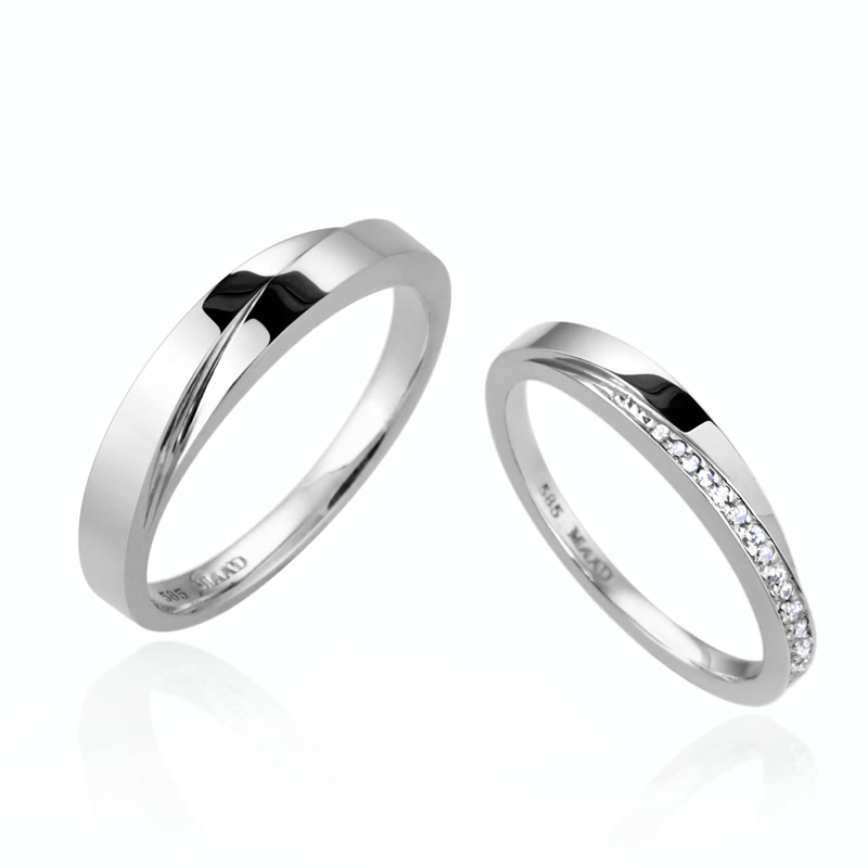 Unison couple ring Set (M&S) CZ & flat Sterling silver