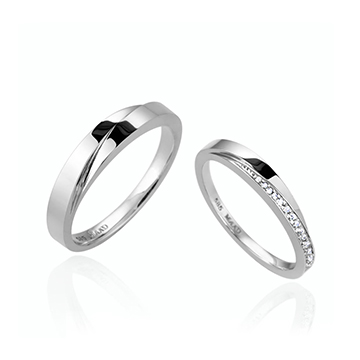 Unison couple ring Set (M&S) CZ & flat Sterling silver