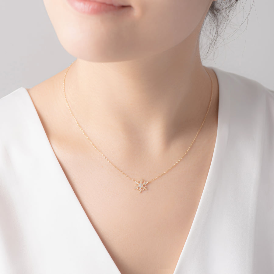 눈의 꽃 목걸이 (소) 14k CZ