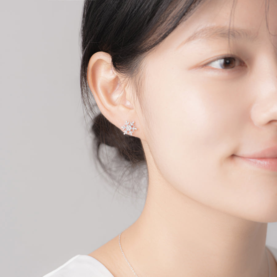 눈의 꽃 귀걸이 (소) 14k CZ