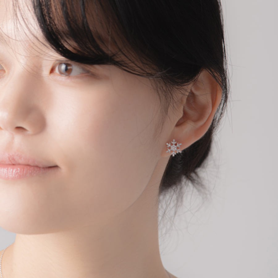 눈의 꽃 (소) Set 14k 화이트골드 CZ