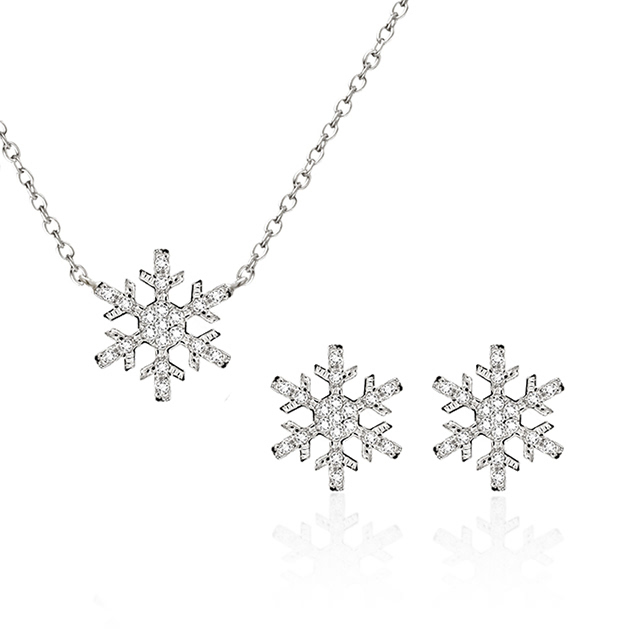 눈의 꽃 (소) Set 14k 화이트골드 CZ