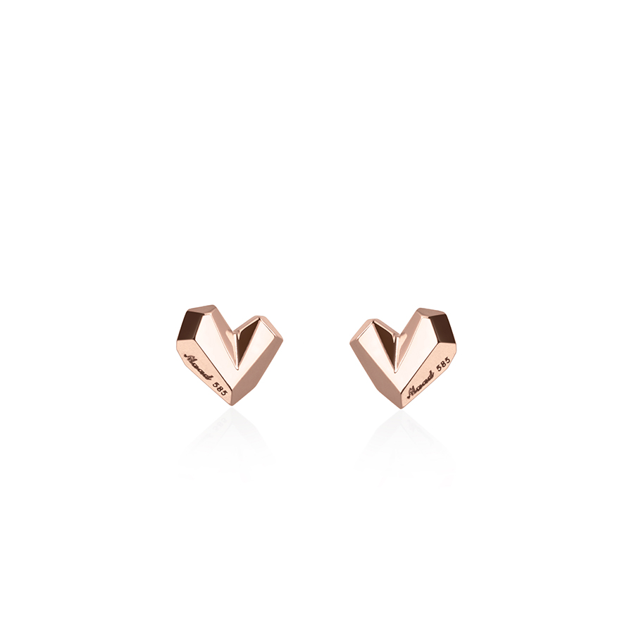 Ice heart earring (S) 14k Red gold