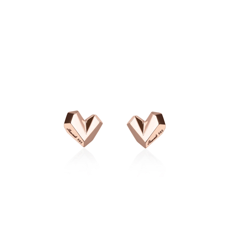 Ice heart earring (S) 14k Red gold