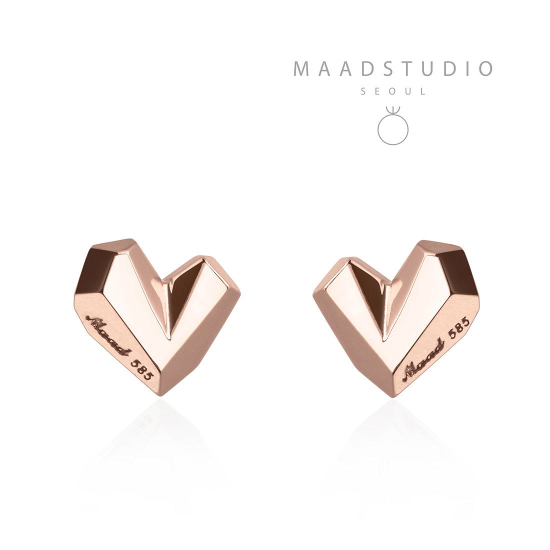 Ice heart earring (S) 14k Red gold