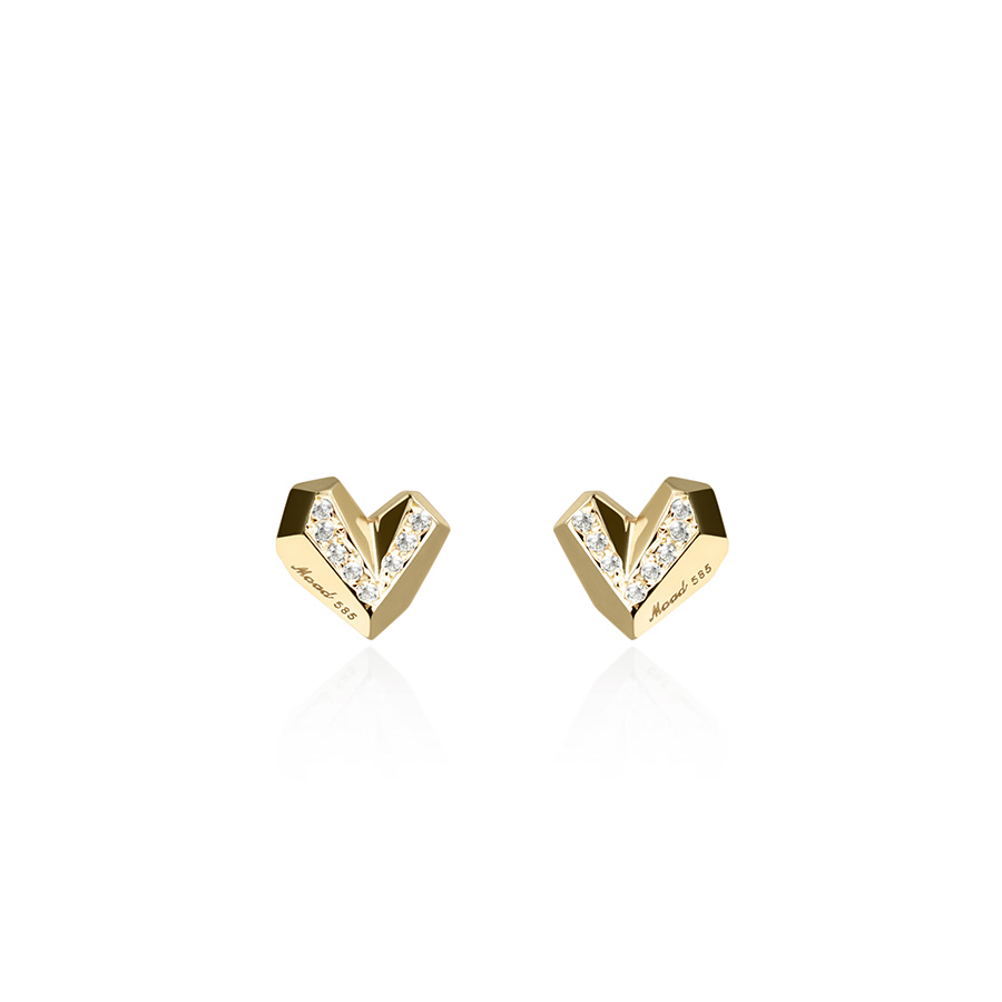 아이스하트 귀걸이 (소) 14k CZ