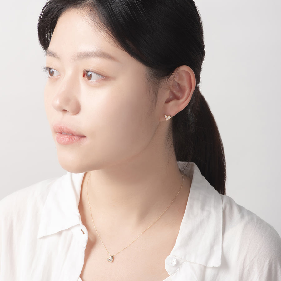 아이스하트 귀걸이 (소) 14k CZ