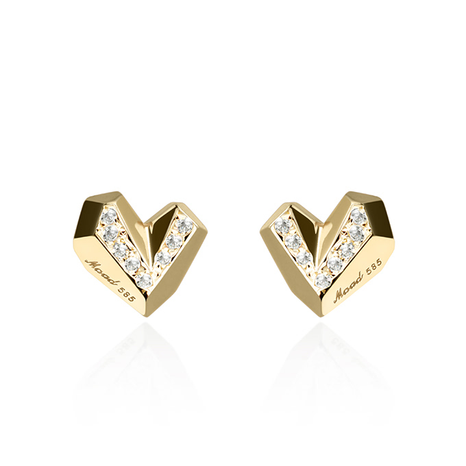 아이스하트 귀걸이 (소) 14k CZ