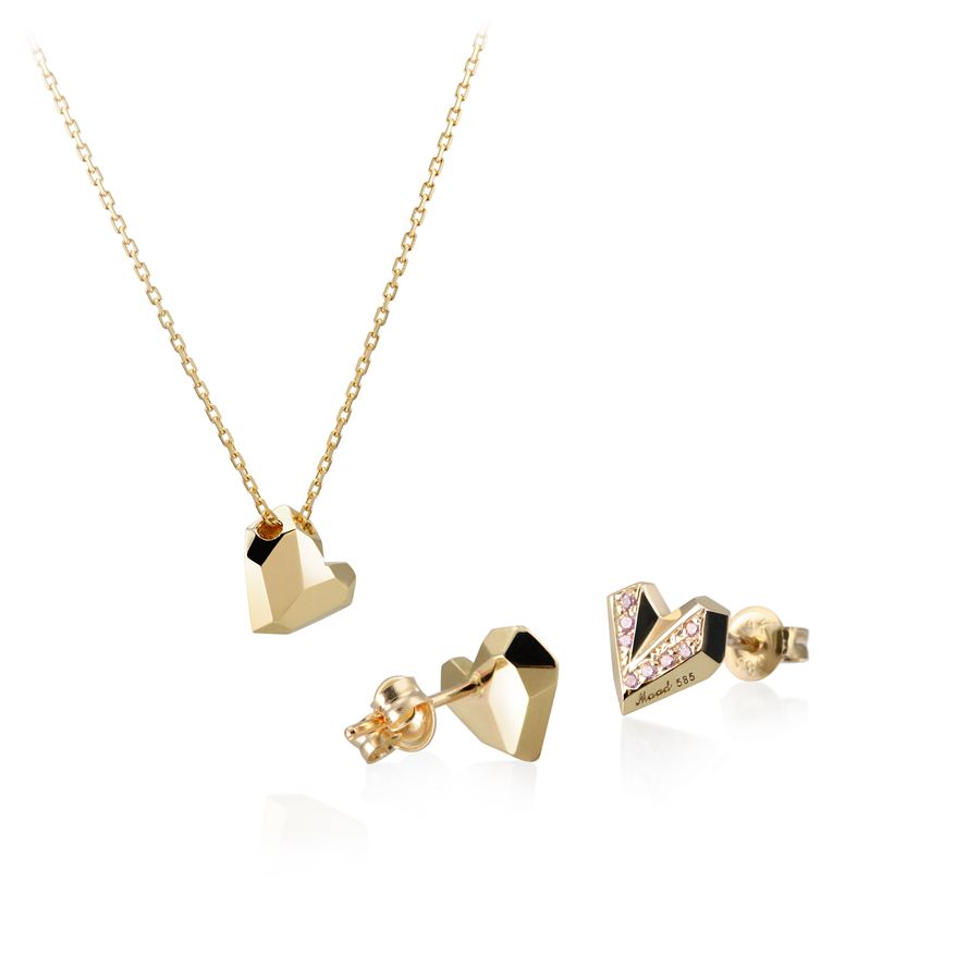 아이스하트 Set (소+소) 14k pink CZ