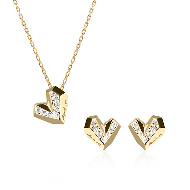 아이스하트 Set (소+소) 14k CZ