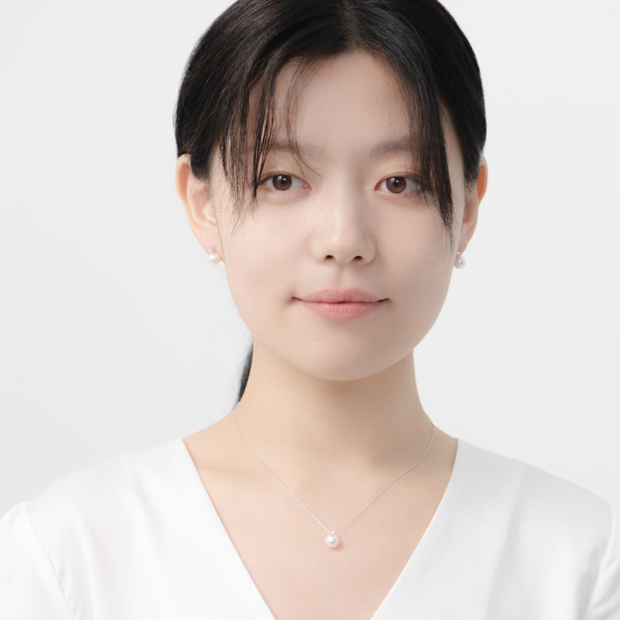 컷팅큐브 귀걸이 14k 화이트골드 해수진주 diamond