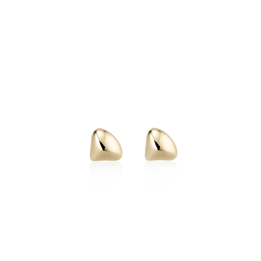 Pebble stone triangle earring 14k gold