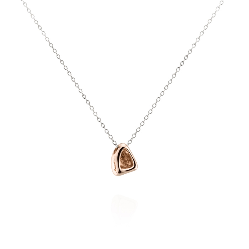 Pebble stone triangle pedant 14k Red gold